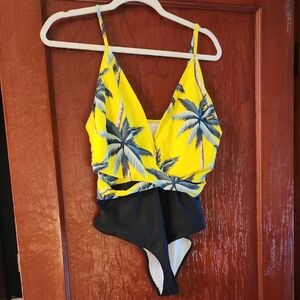 Tropical Palm Print One-Piece Swimsuit